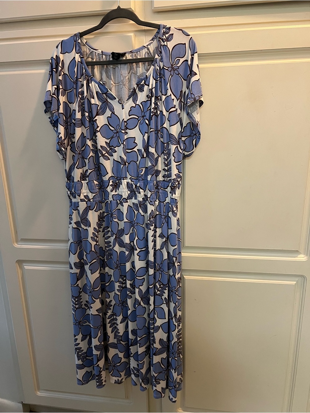 Nicole Miller Blue and White Floral Maxi Dress